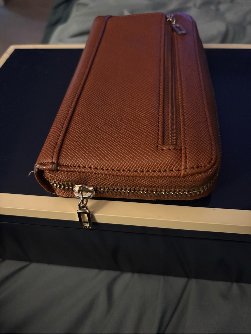 GUESS Brown Saffiano Wallet with Silver Logo Emblem - Picture 3 of 6